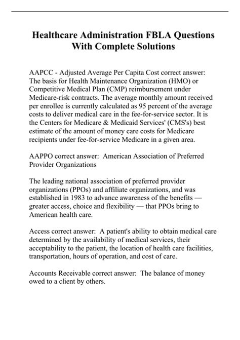 Healthcare Administation Fbla